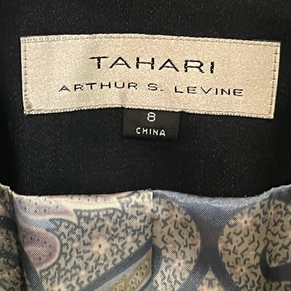 Tahari Women's Dark Navy Blue Suit Jacket with White Stitching - Picture 2 of 6